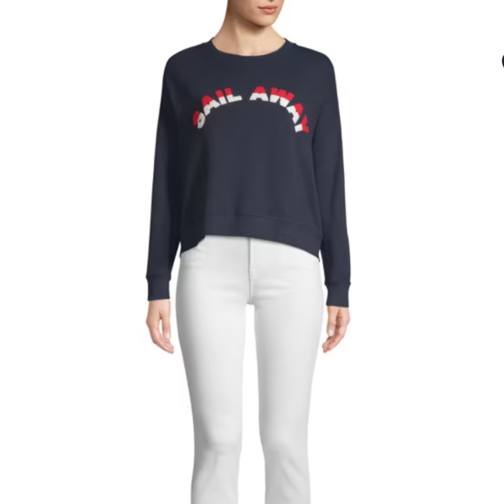 Joie Navy Crew Neck Sweater 100% cotton Red, White and blue made in USA XS